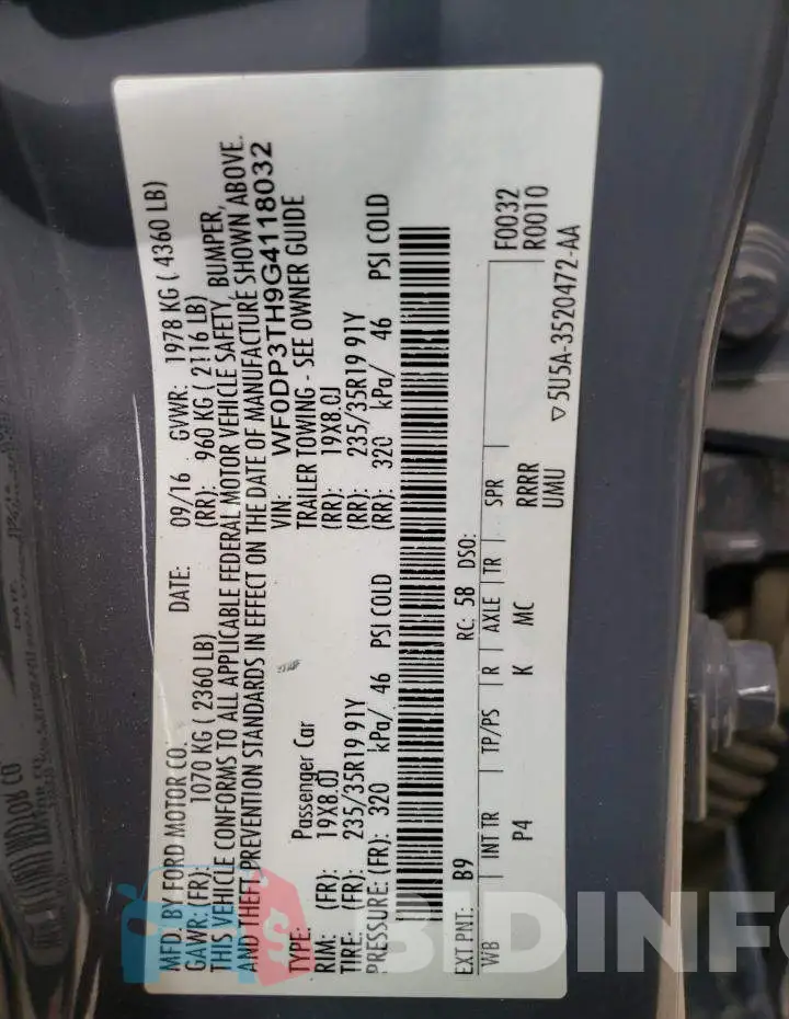 WF0DP3TH9G4118032 Photo# 12