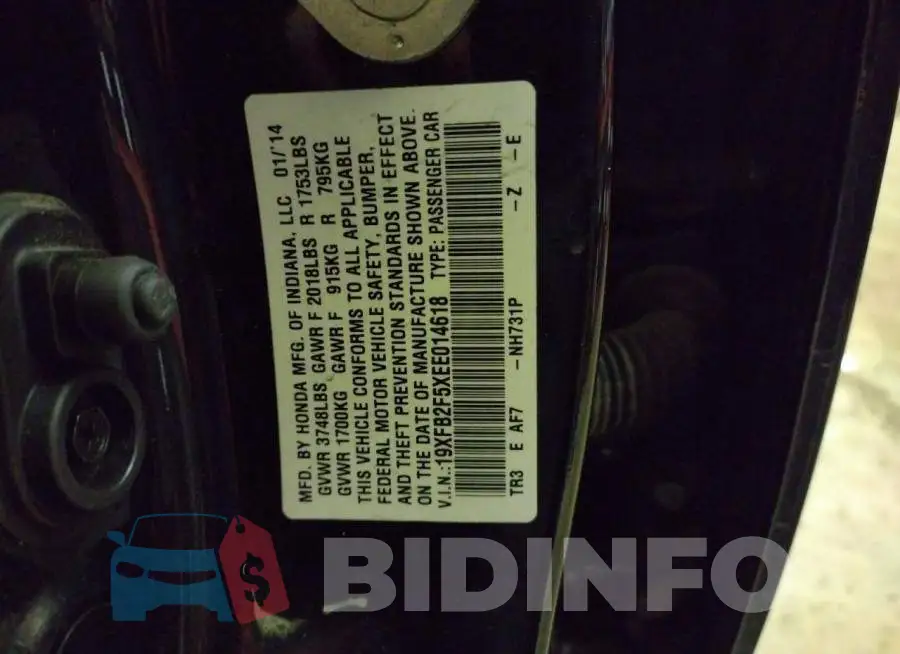 19XFB2F5XEE014618 Photo# 12