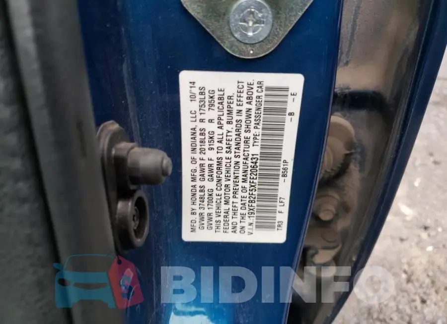 19XFB2F5XFE206431 Photo# 12