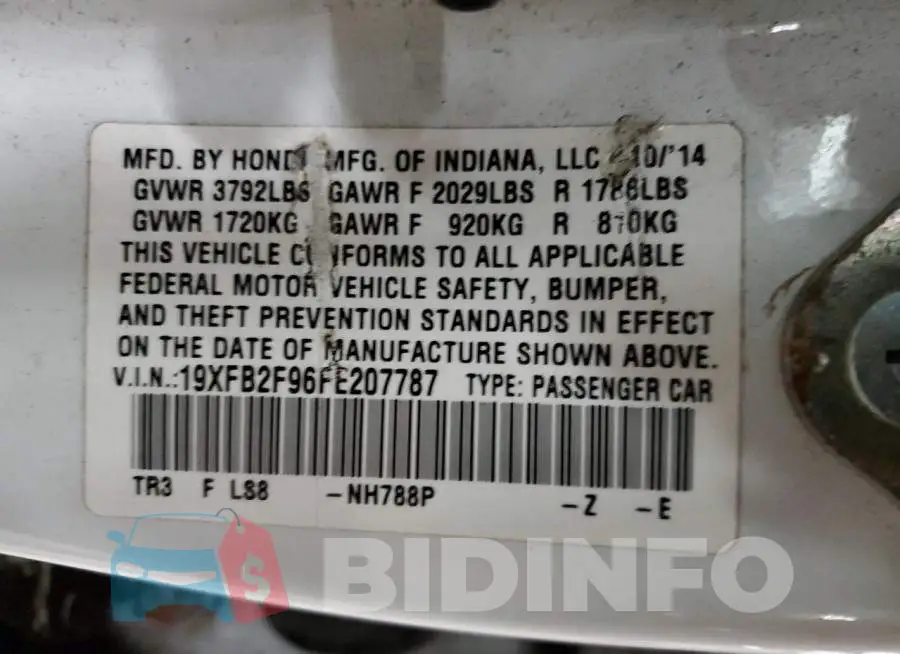 19XFB2F96FE207787 Photo# 12