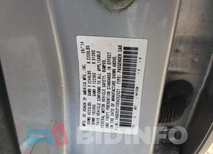 1HGCR2F30EA252527 Photo# 10