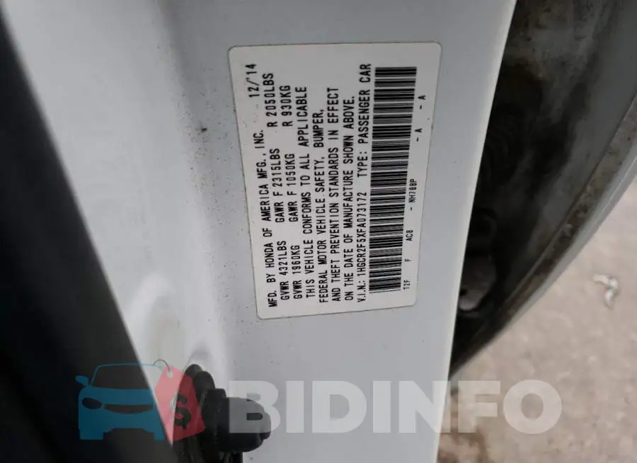 1HGCR2F5XFA073172 Photo# 12