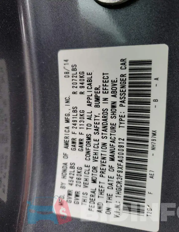 1HGCR3F9XFA000912 Photo# 12