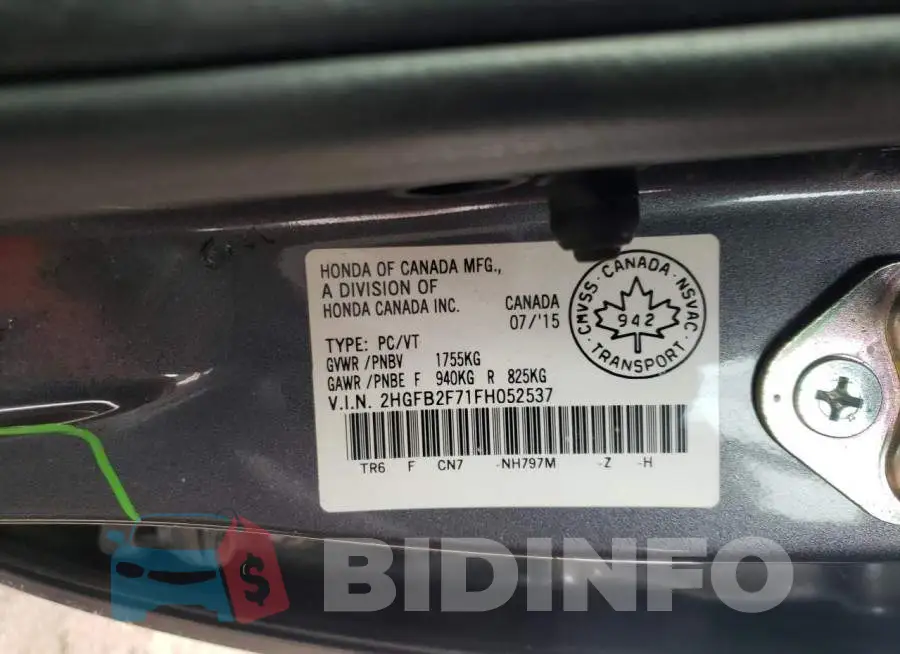 2HGFB2F71FH052537 Photo# 12