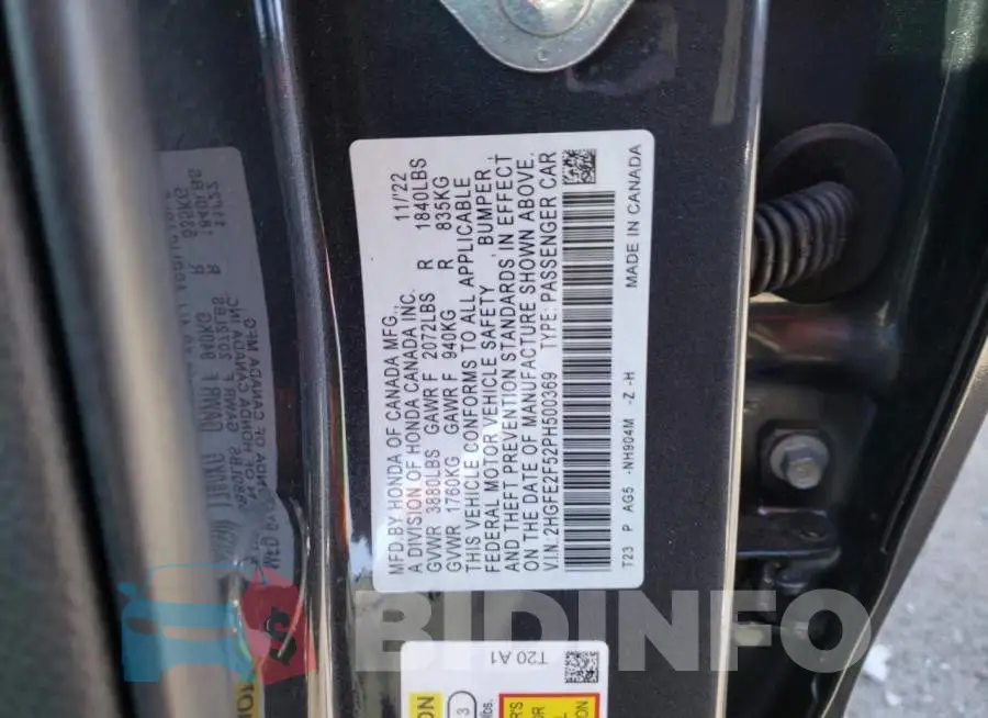 2HGFE2F52PH500369 Photo# 12