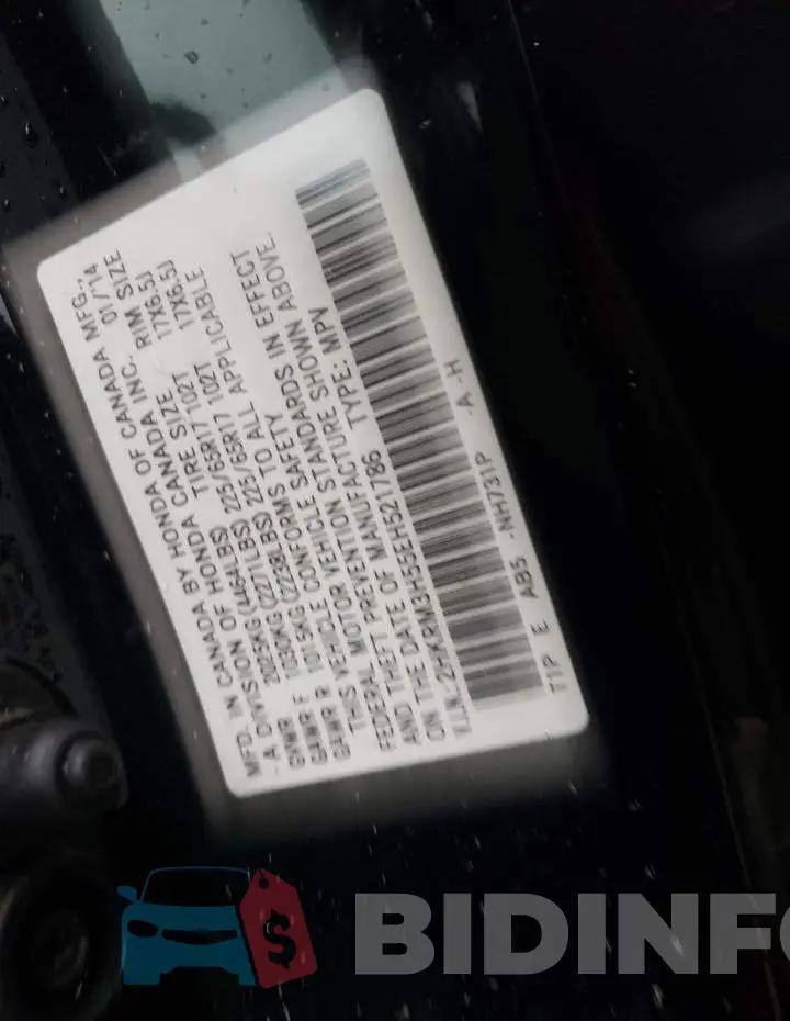 2HKRM3H55EH521786 Photo# 12
