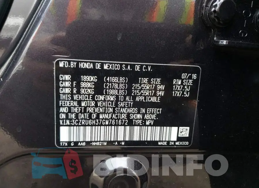 3CZRU6H37GM761672 Photo# 14
