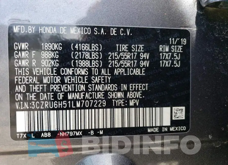 3CZRU6H51LM707229 Photo# 13