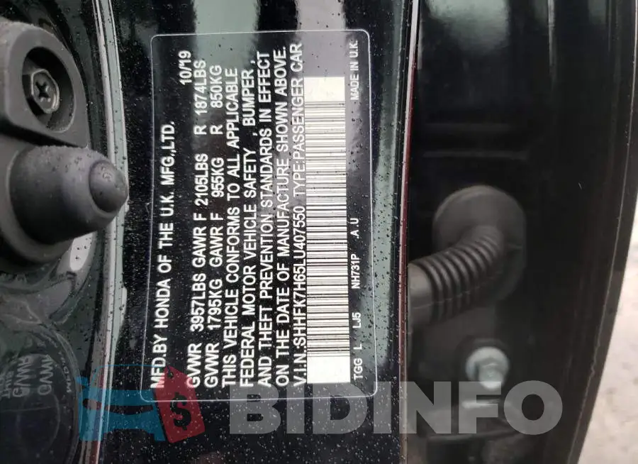 SHHFK7H65LU407550 Photo# 12