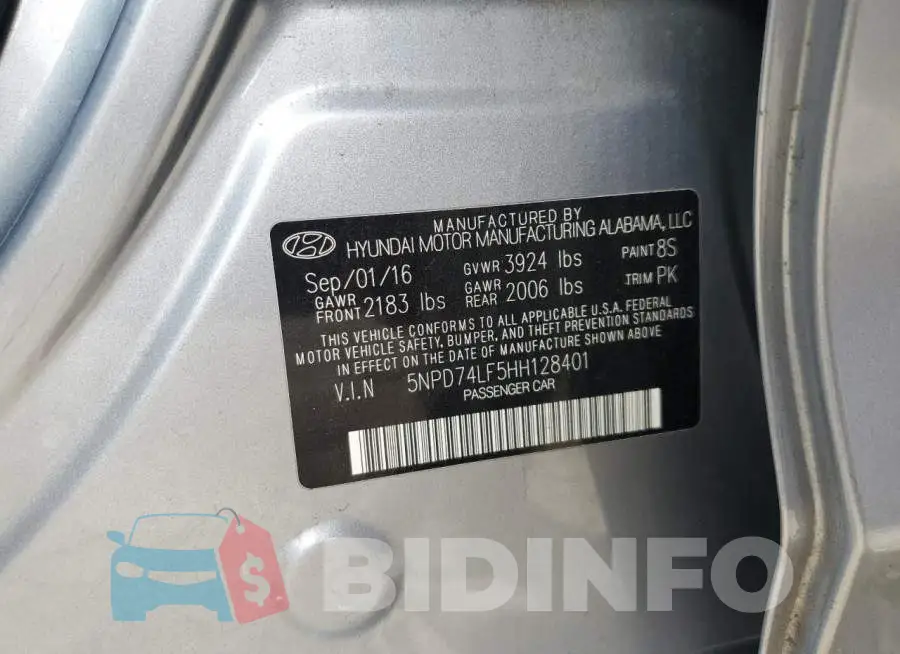 5NPD74LF5HH128401 Photo# 12