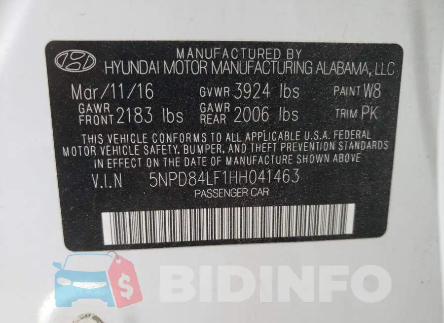 5NPD84LF1HH041463 Photo# 12