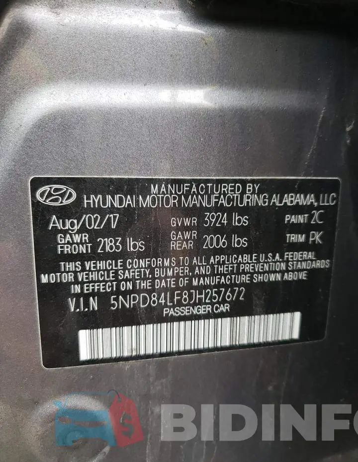 5NPD84LF8JH257672 Photo# 12
