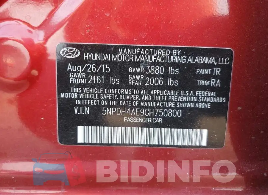 5NPDH4AE9GH750800 Photo# 13