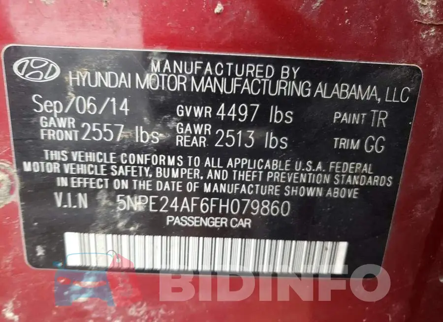 5NPE24AF6FH079860 Photo# 12