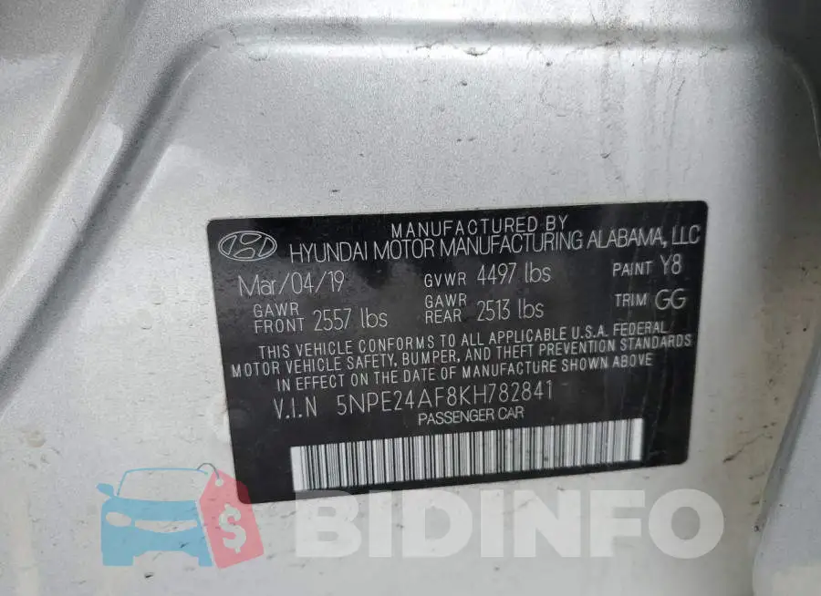5NPE24AF8KH782841 Photo# 12
