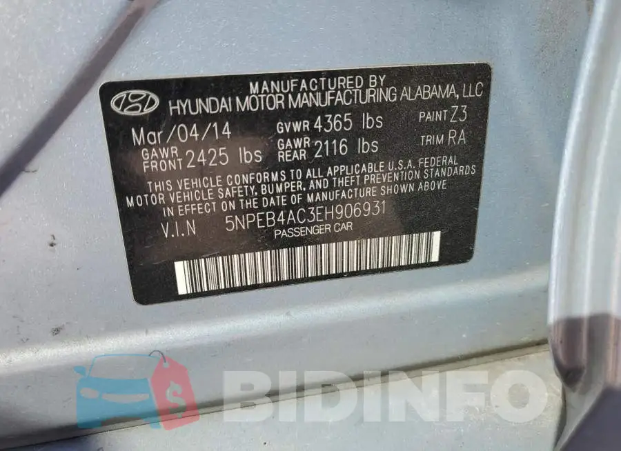 5NPEB4AC3EH906931 Photo# 12