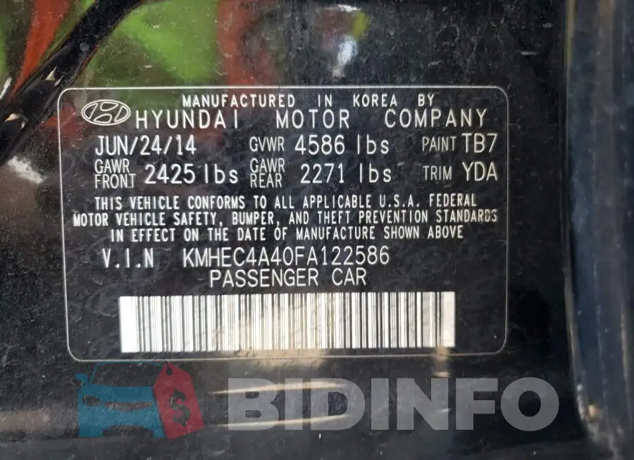 KMHEC4A40FA122586 Photo# 10