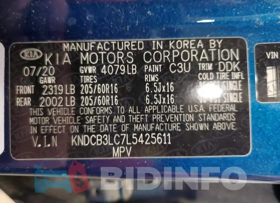 KNDCB3LC7L5425611 Photo# 12