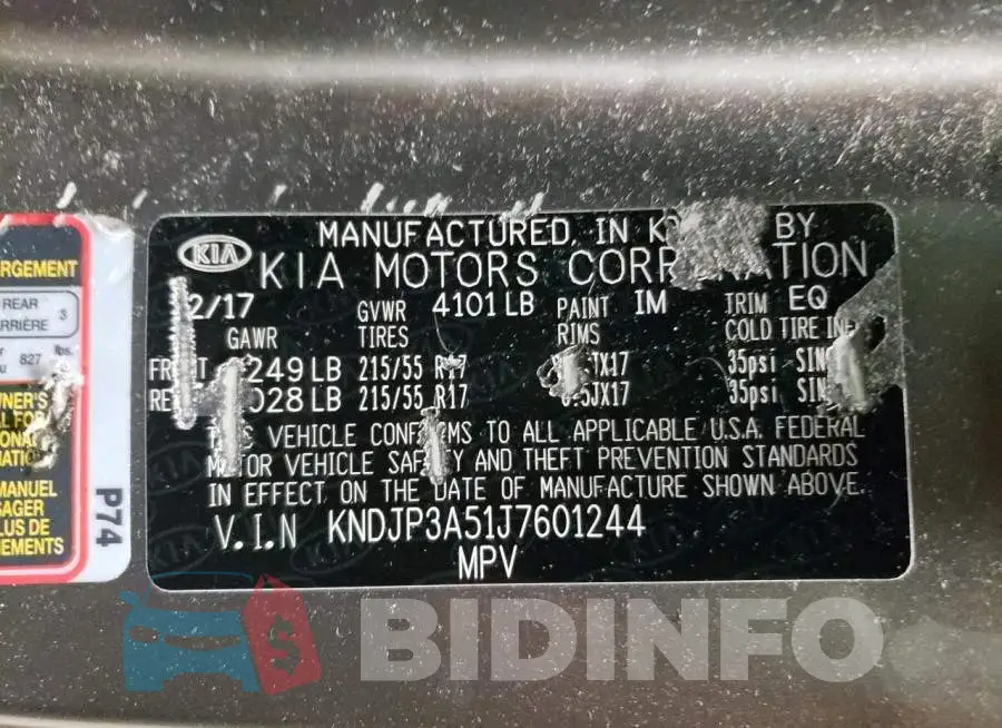 KNDJP3A51J7601244 Photo# 14