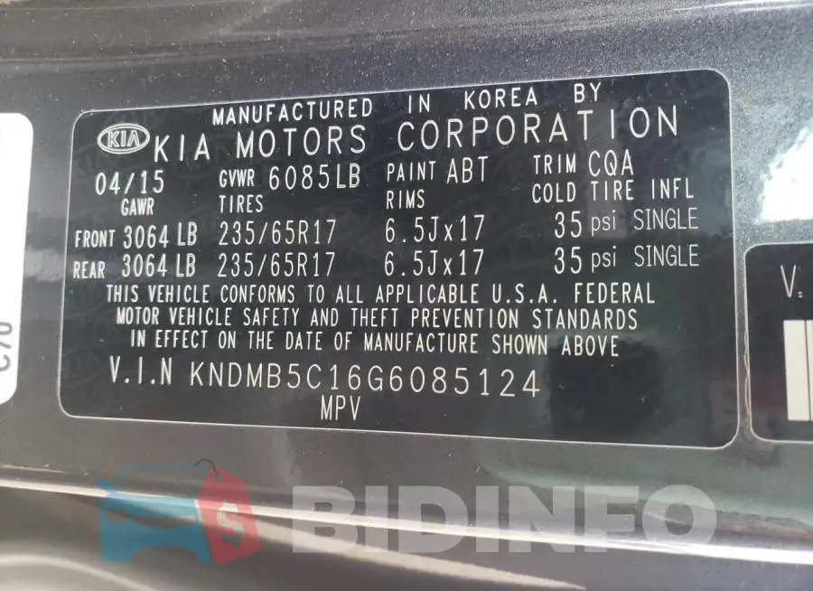 KNDMB5C16G6085124 Photo# 13