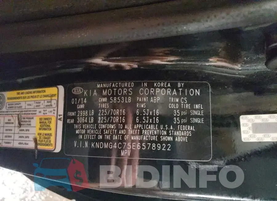 KNDMG4C75E6578922 Photo# 13