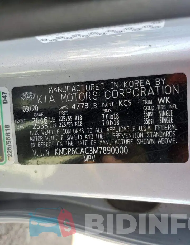 KNDP6CAC3M7890000 Photo# 12
