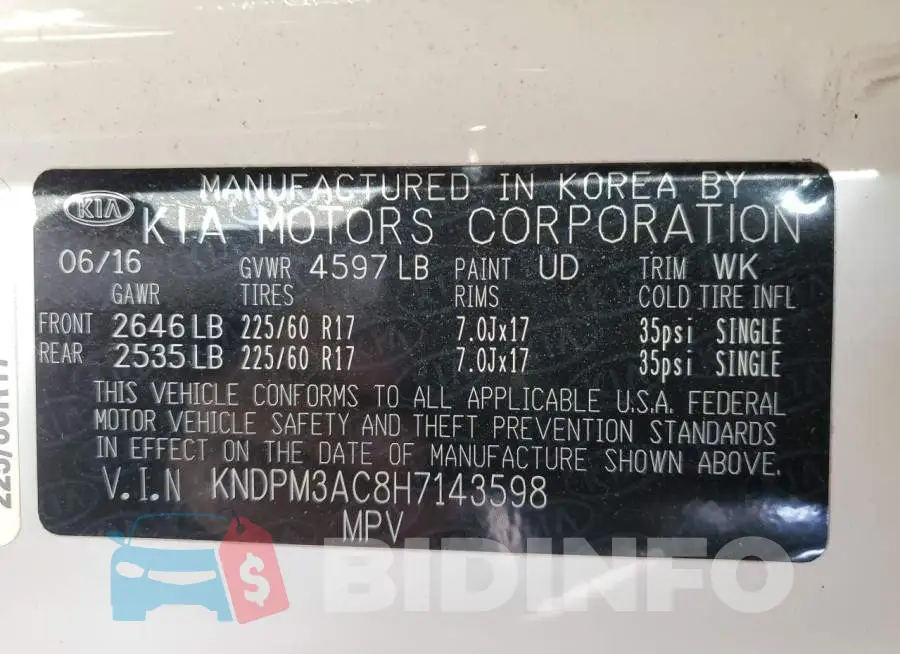 KNDPM3AC8H7143598 Photo# 13