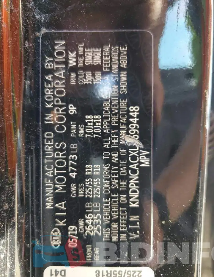 KNDPNCACXL7699448 Photo# 10