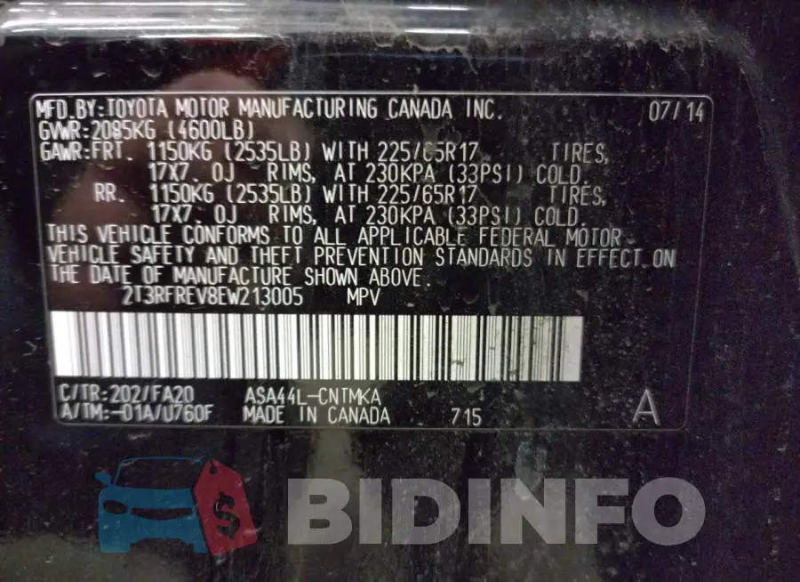 2T3RFREV8EW213005 Photo# 12
