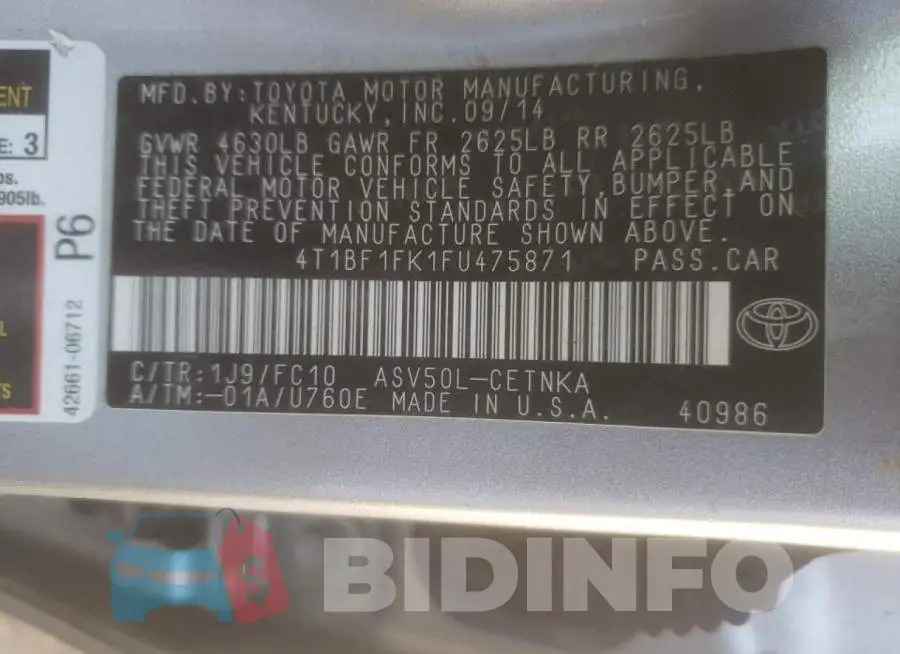 4T1BF1FK1FU475871 Photo# 13