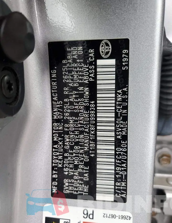 4T1BF1FK8FU998384 Photo# 12