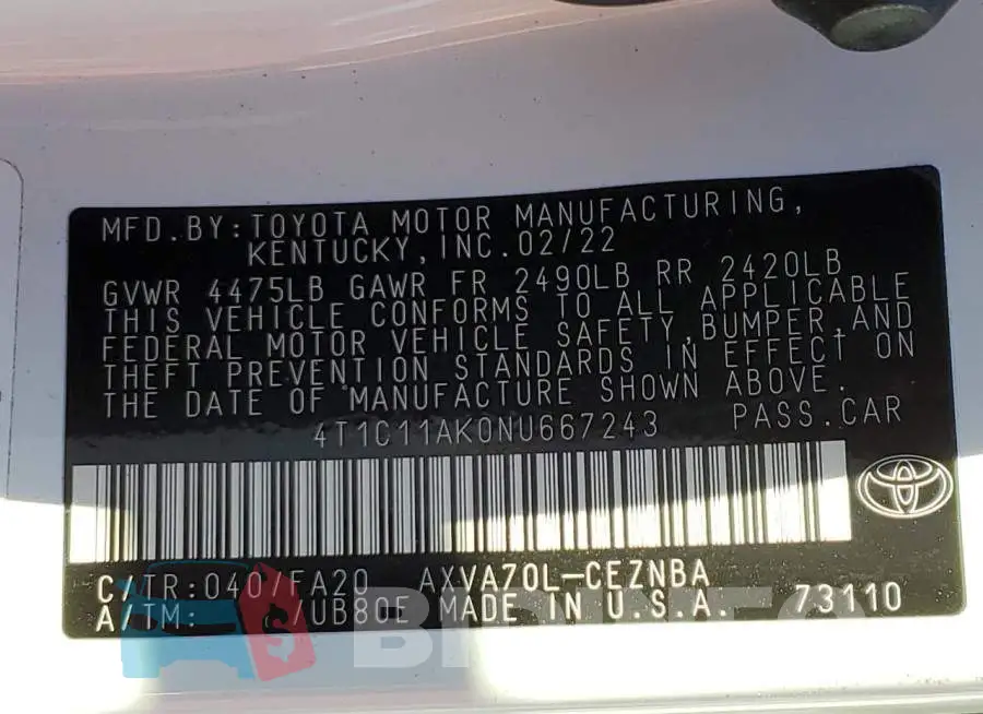 4T1C11AK0NU667243 Photo# 13