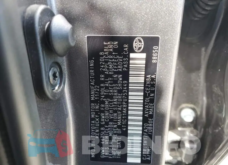 4T1C11AK8PU753449 Photo# 12