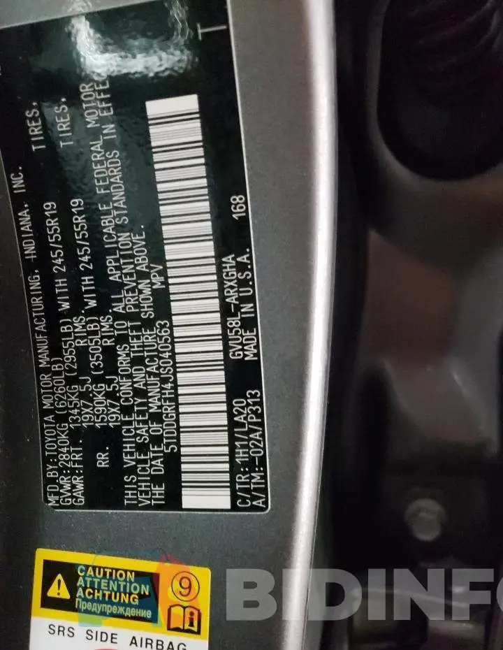 5TDDGRFH4JS040563 Photo# 13