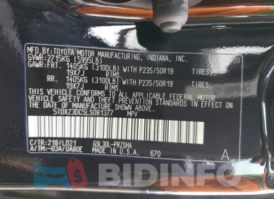 5TDXZ3DC5LS081377 Photo# 13