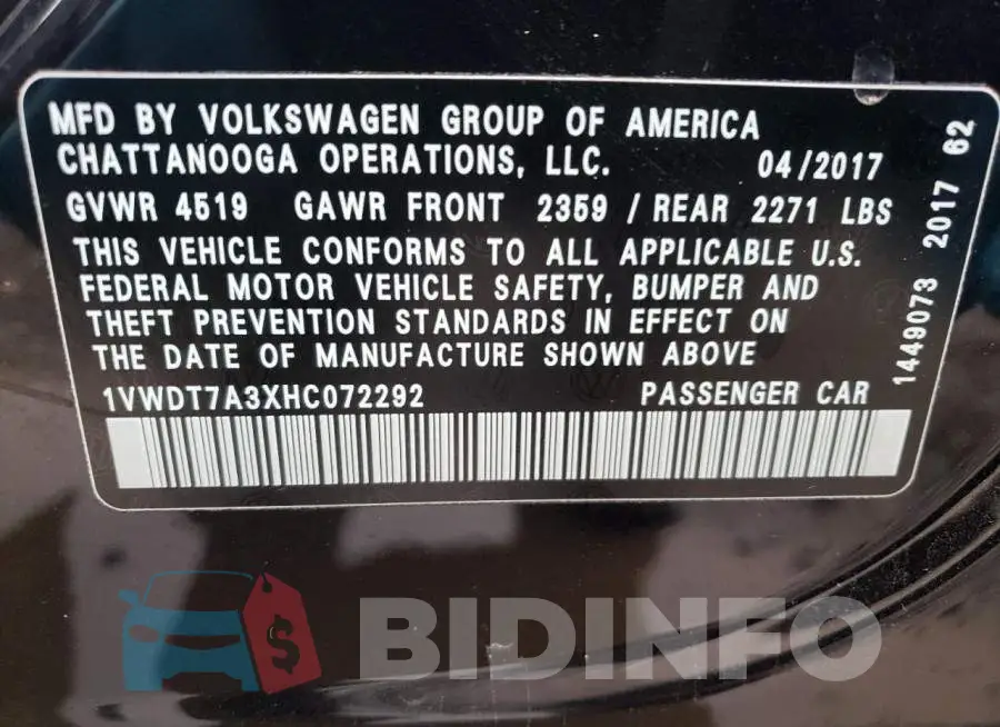 1VWDT7A3XHC072292 Photo# 12