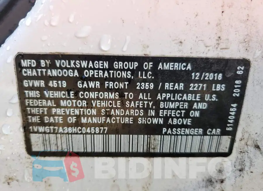 1VWGT7A36HC045877 Photo# 13