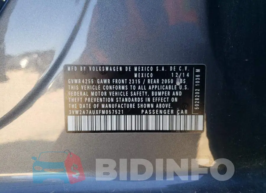 3VW2A7AUXFM057521 Photo# 12