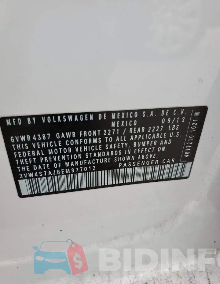 3VW4S7AJ8EM377012 Photo# 13