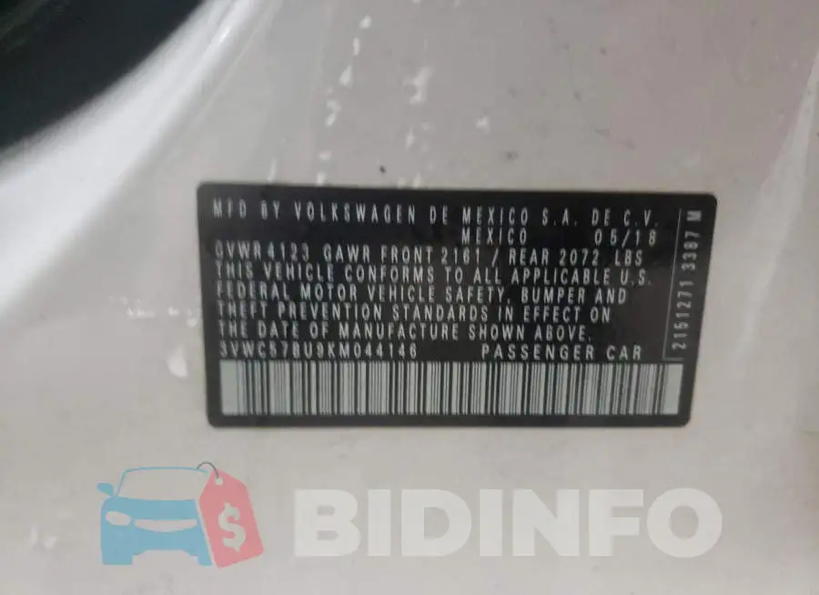 3VWC57BU9KM044146 Photo# 13