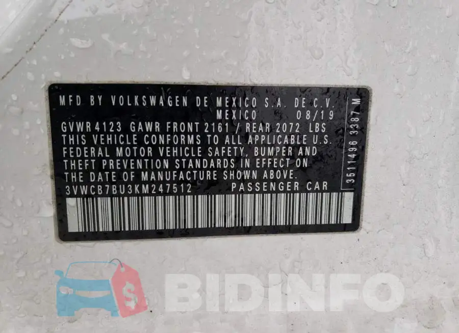 3VWCB7BU3KM247512 Photo# 13