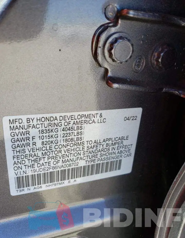 19UDE2F86NA008702 Photo# 13