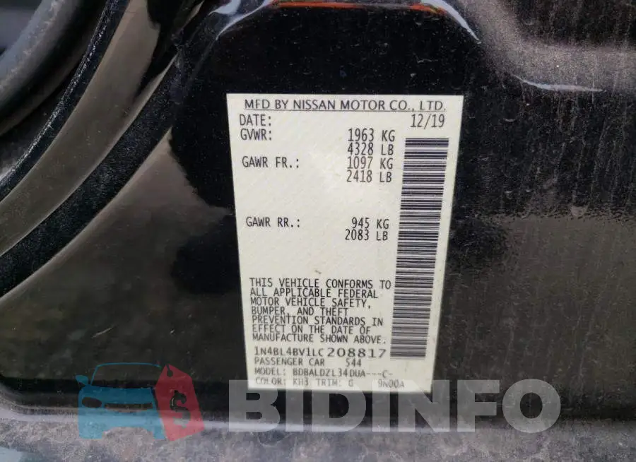 1N4BL4BV1LC208817 Photo# 12