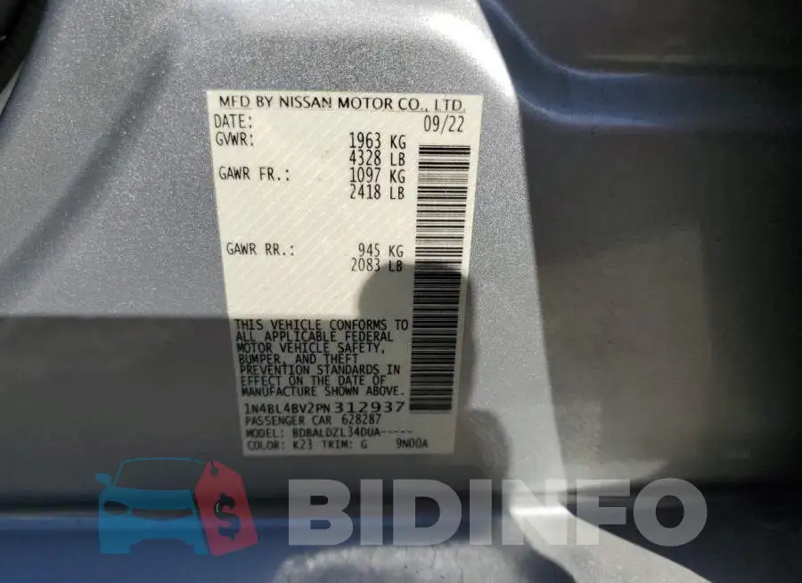 1N4BL4BV2PN312937 Photo# 12