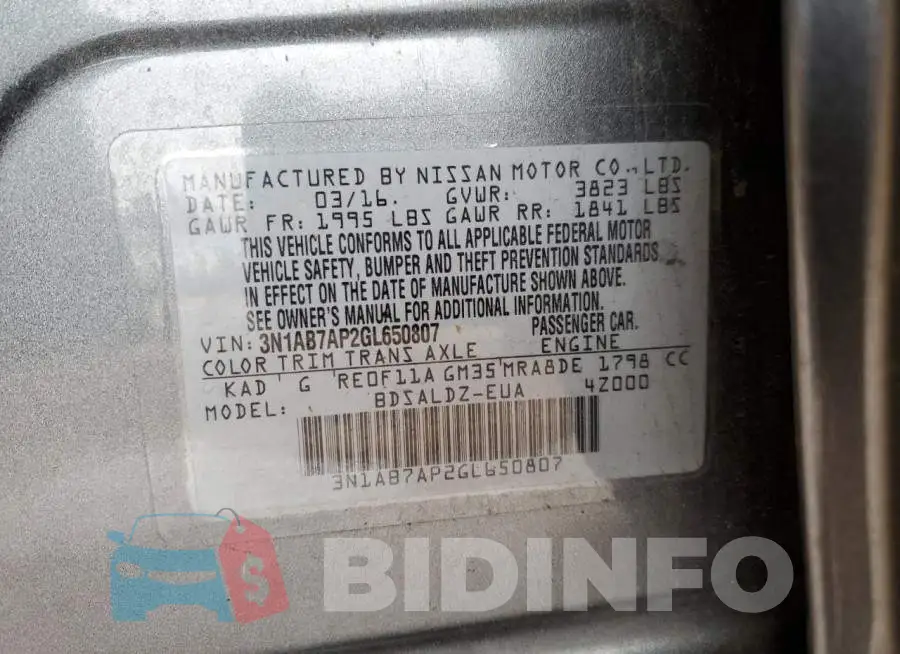 3N1AB7AP2GL650807 Photo# 13