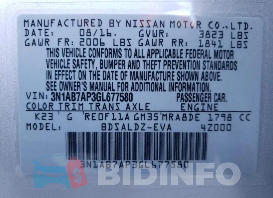 3N1AB7AP3GL677580 Photo# 10