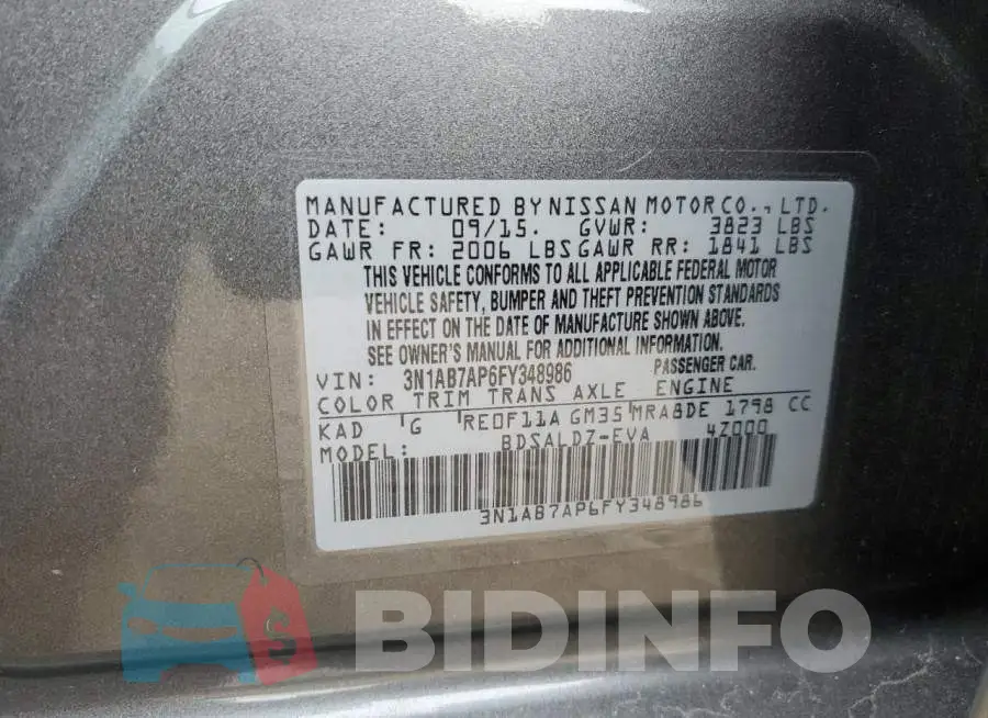 3N1AB7AP6FY348986 Photo# 12