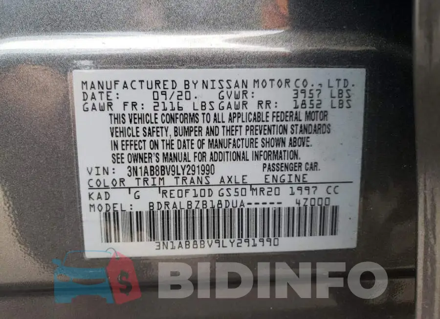 3N1AB8BV9LY291990 Photo# 12