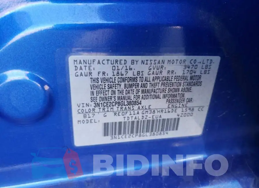 3N1CE2CP8GL380854 Photo# 10