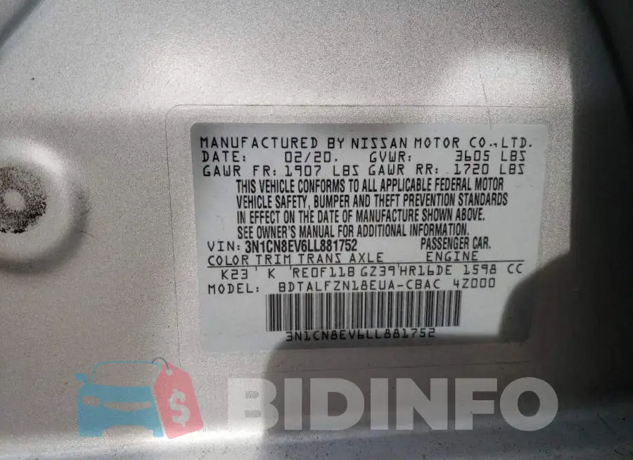 3N1CN8EV6LL881752 Photo# 12